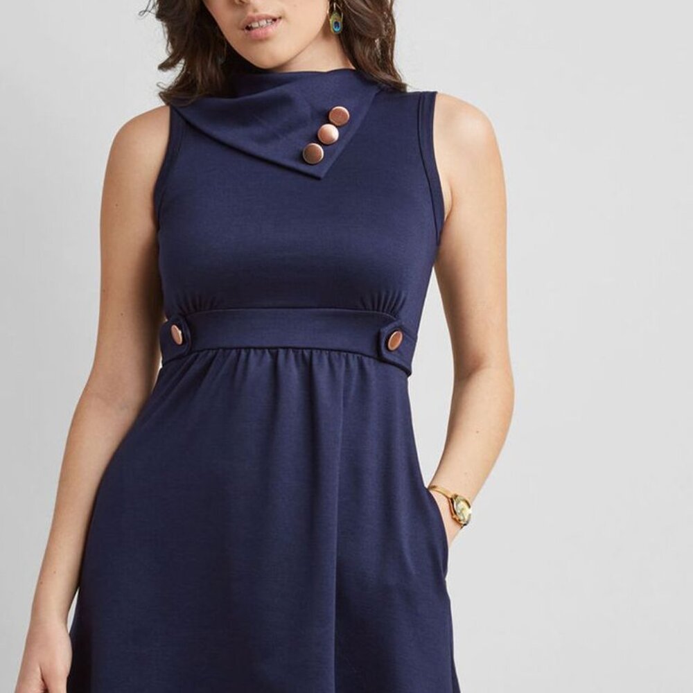 Modcloth "Coach Tour" Dress in Navy